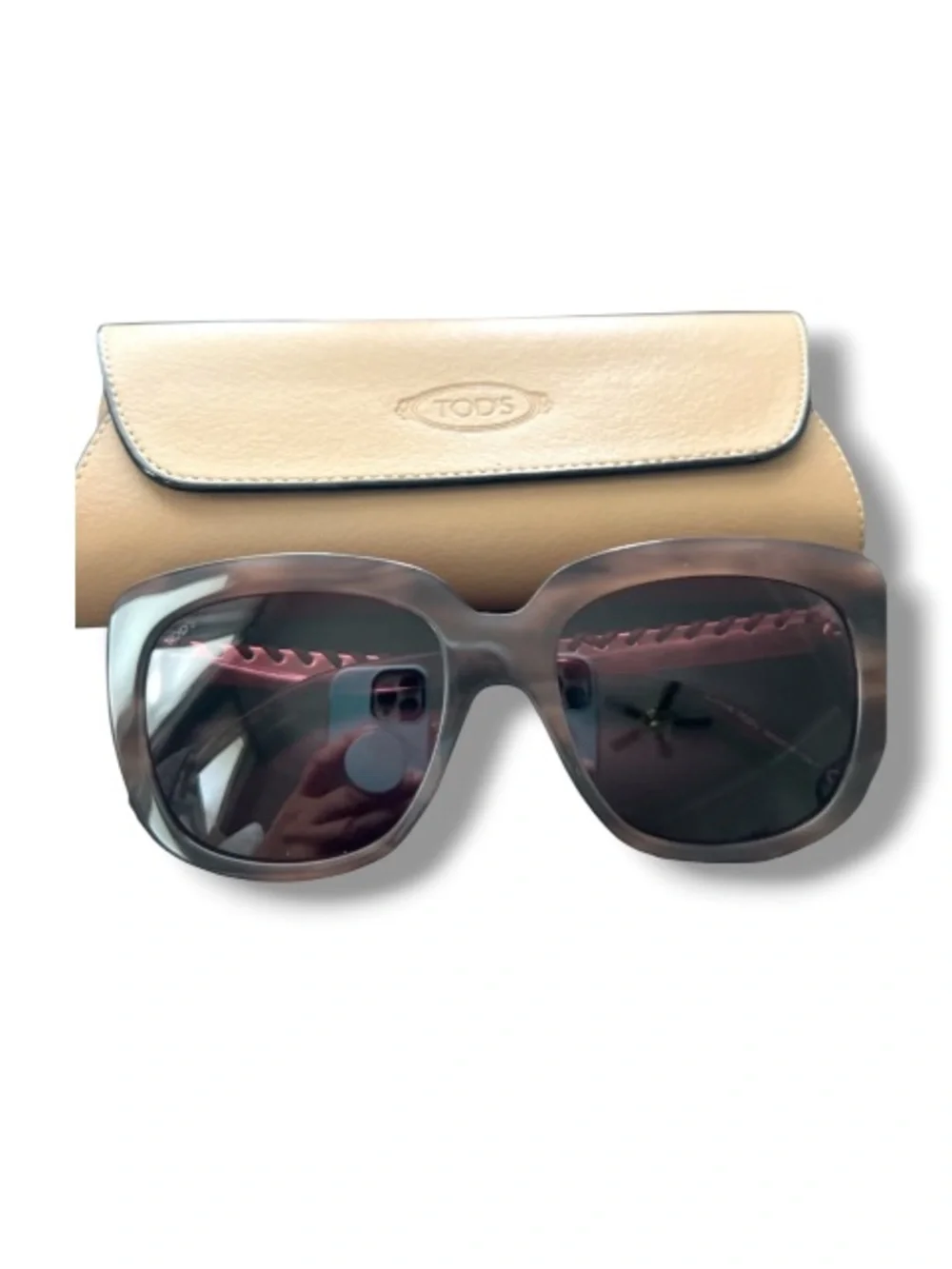 Tod’s Women’s Authentic Sunglasses Shades with Case Whipstitched Leather